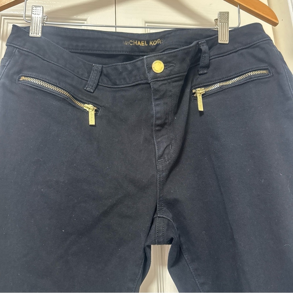 Michael Kors Black Skinny Pants with Gold Hardware - Picture 2 of 11